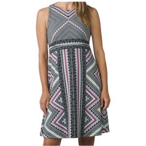 Prana Ariel geometric print athleisure sleeveless dress with built in bra XL
